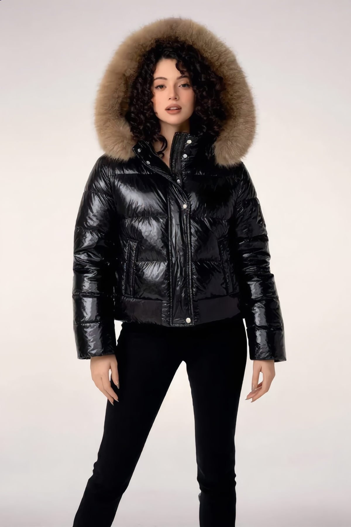 Doudoune TATIANA – TATIANA Glossy Fur-Hood Puffer Jacket