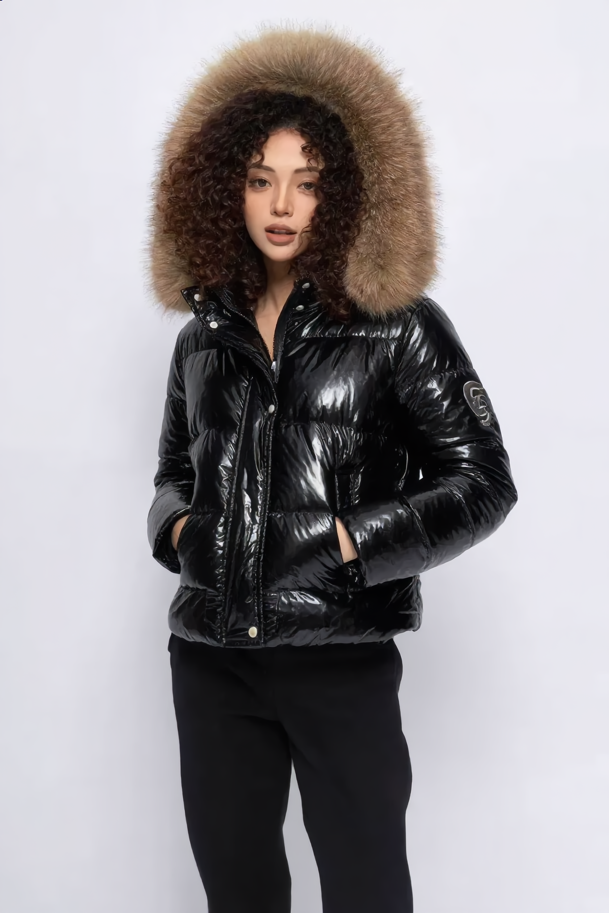 Doudoune TATIANA – TATIANA Glossy Fur-Hood Puffer Jacket