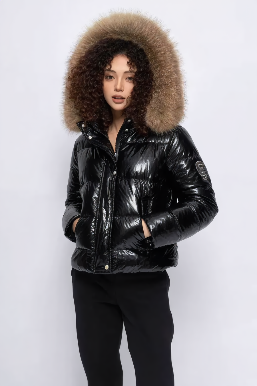 Doudoune TATIANA – TATIANA Glossy Fur-Hood Puffer Jacket
