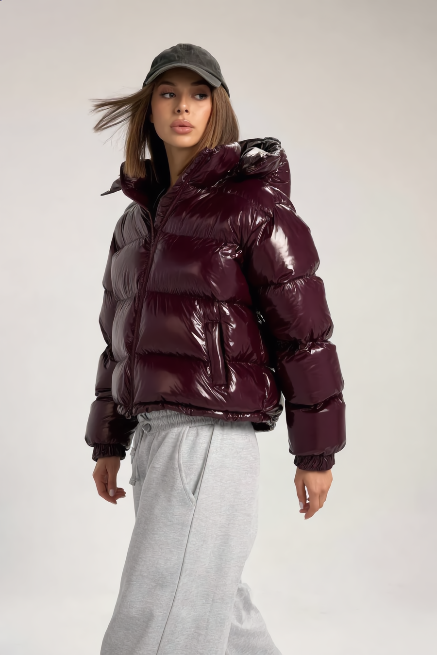 Doudoune MAÏA – MAÏA Glossy Elastic-Waist Puffer Jacket