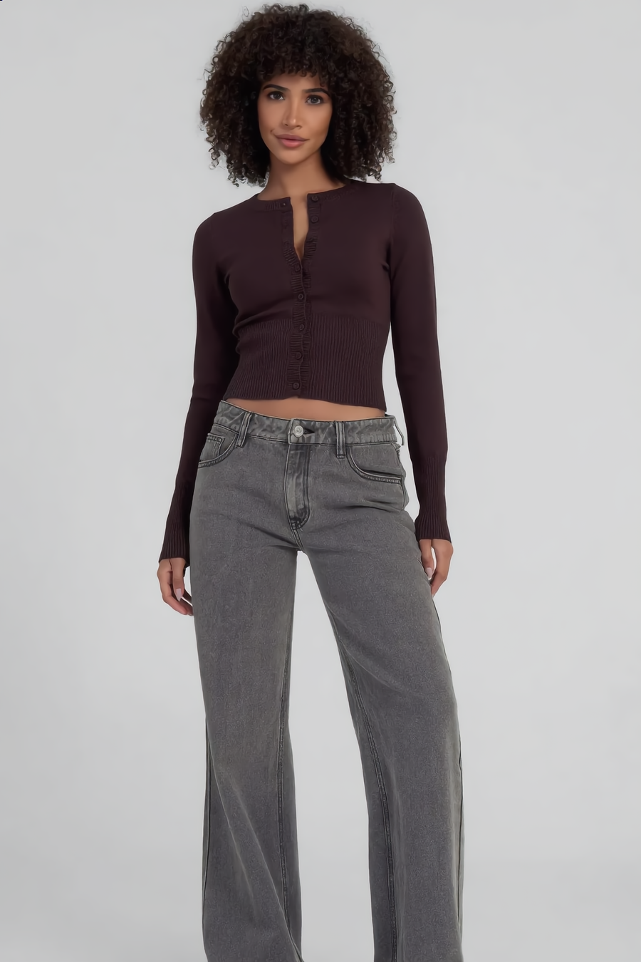 Gilet CÉLESTE – CÉLESTE Fitted Ribbed Button Cardigan