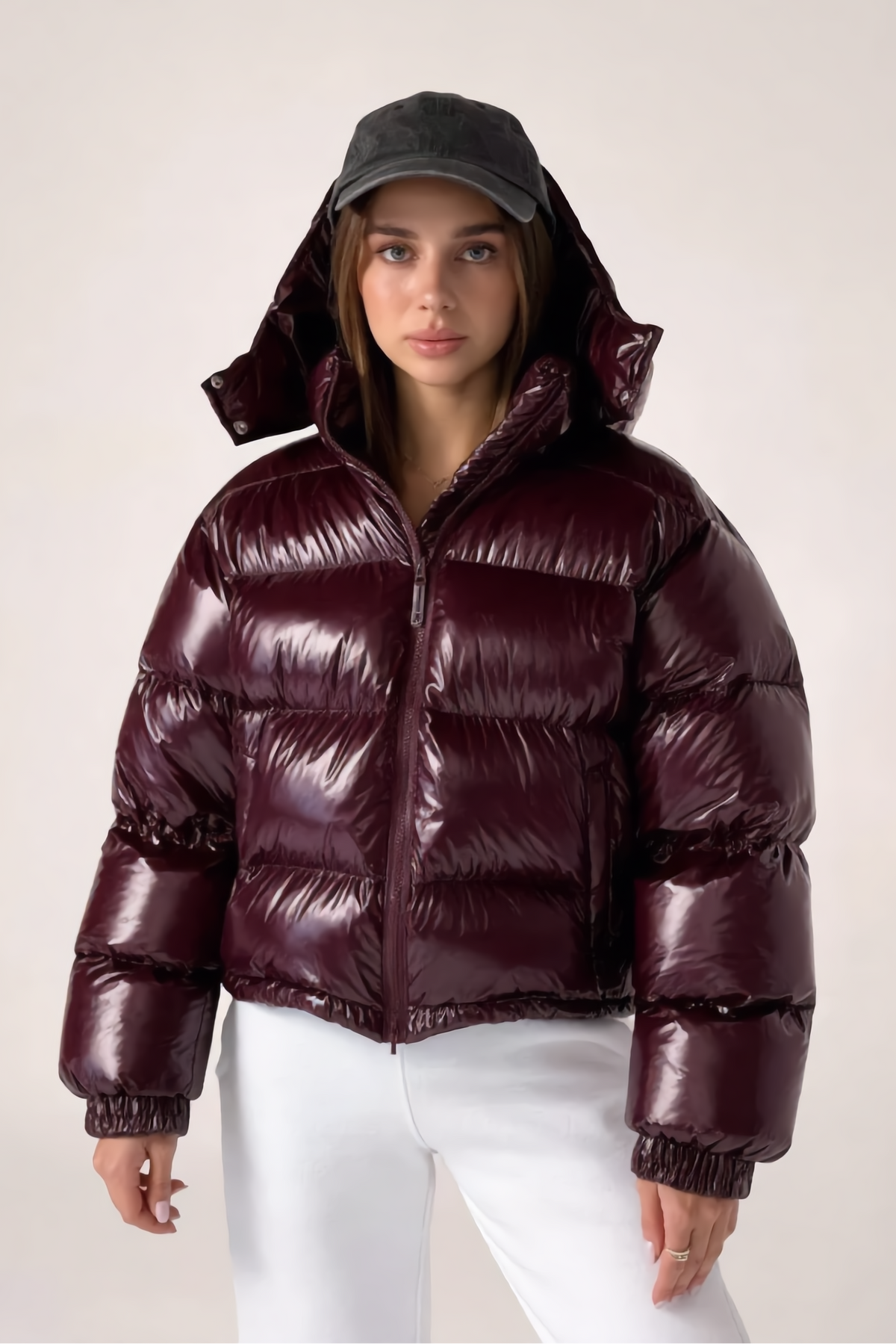 Doudoune MAÏA – MAÏA Glossy Elastic-Waist Puffer Jacket