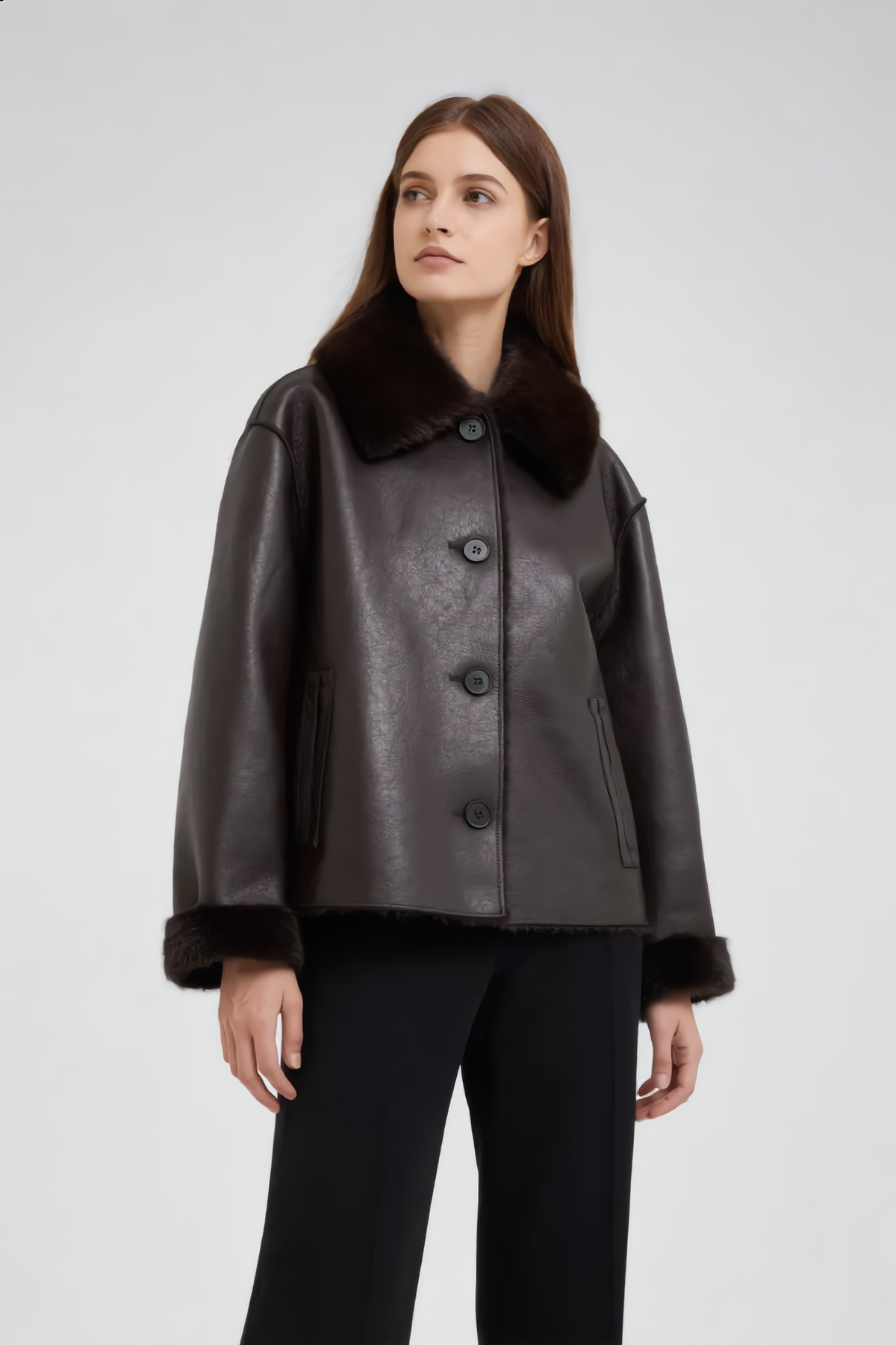 Veste DIANE – DIANE Faux Leather Jacket with Faux Fur Collar
