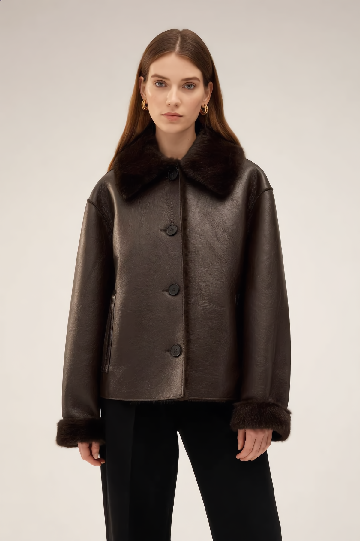 Veste DIANE – DIANE Faux Leather Jacket with Faux Fur Collar