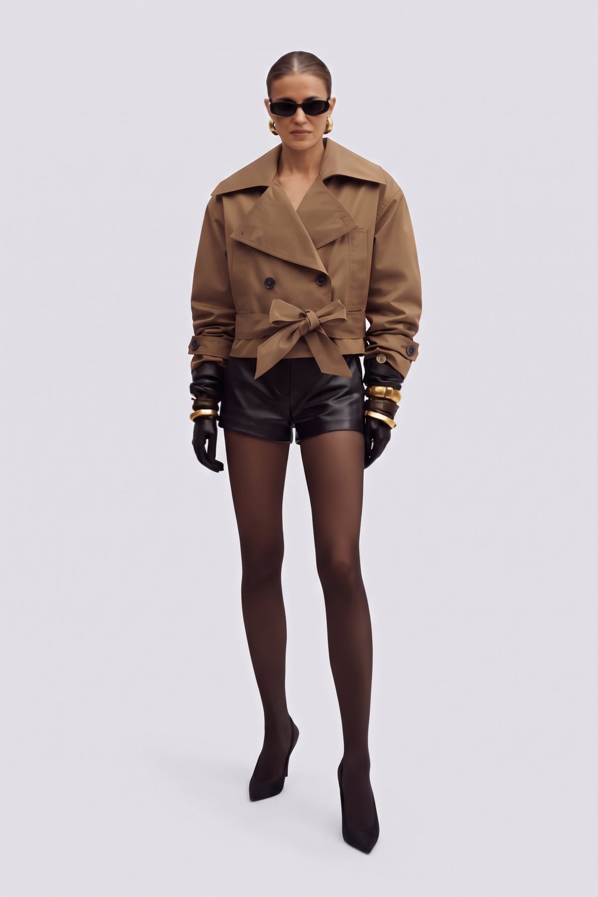 CHARLOTTE Trench Coat – Cropped Belted