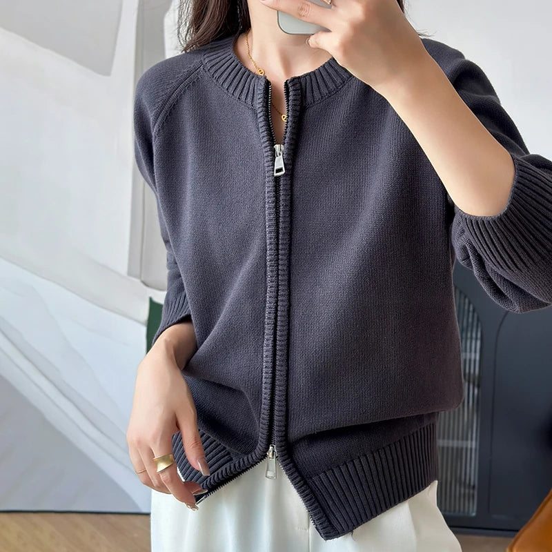 Gilet SOLINE – Zippé col rond en coton