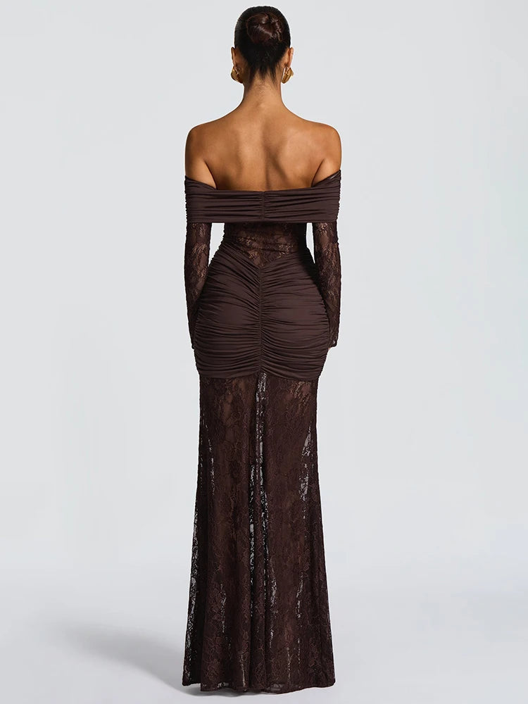 ORLANE Dress – Off-Shoulder Lace Maxi