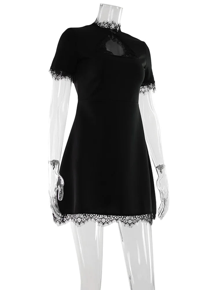 Robe ODÉLIA – Mini col roulé dentelle