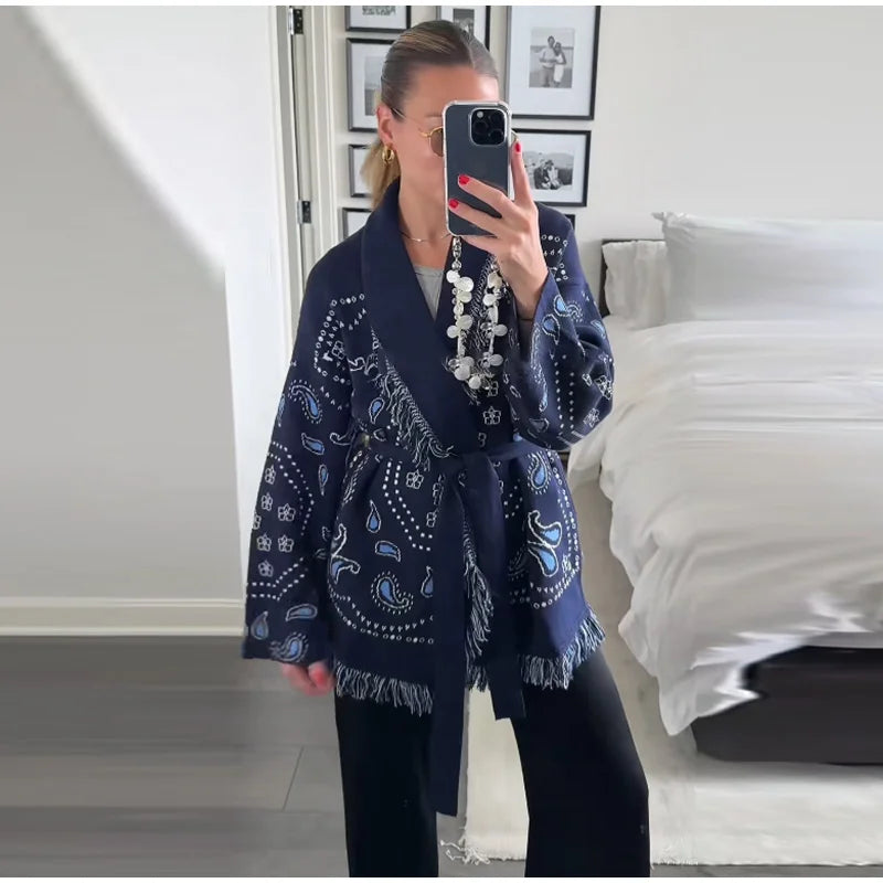 Gilet ESMÉRALDA – Jacquard à franges