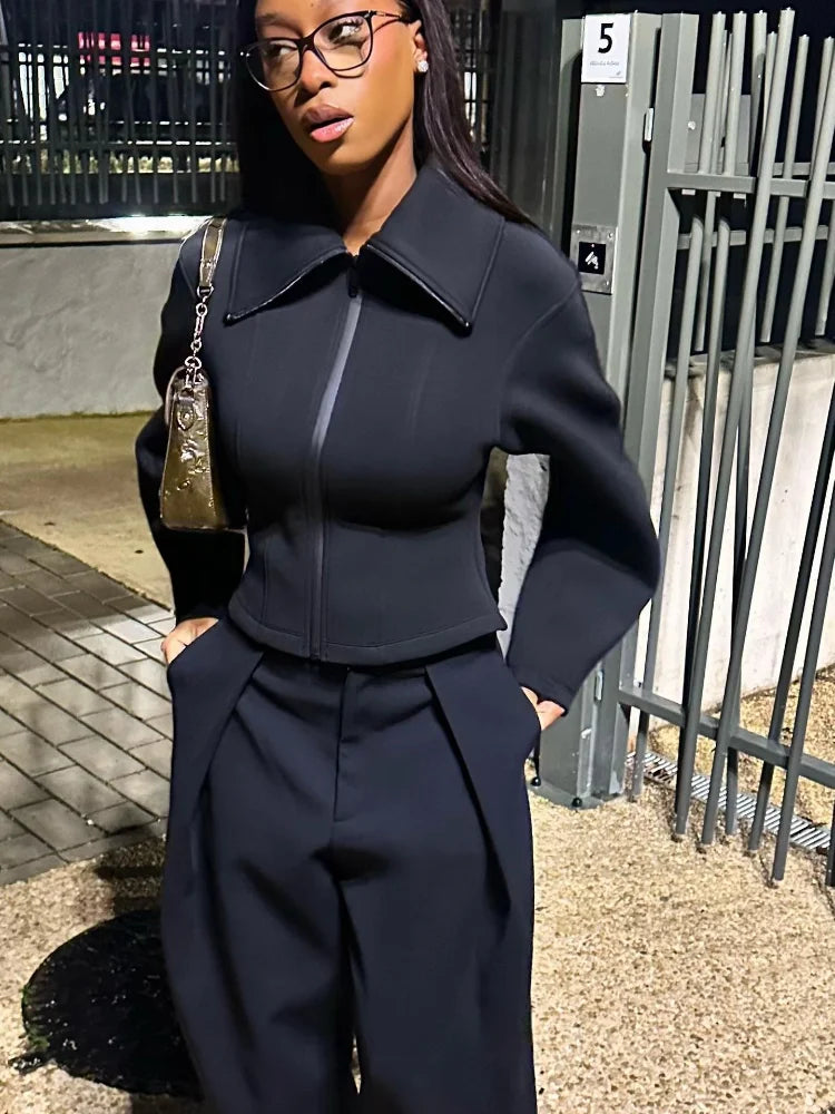 Veste NOÉMIE – Cintrée zippée col rabattu