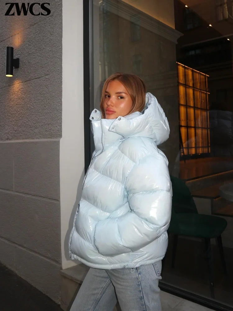 MAÏA Glossy Elastic-Waist Puffer Jacket