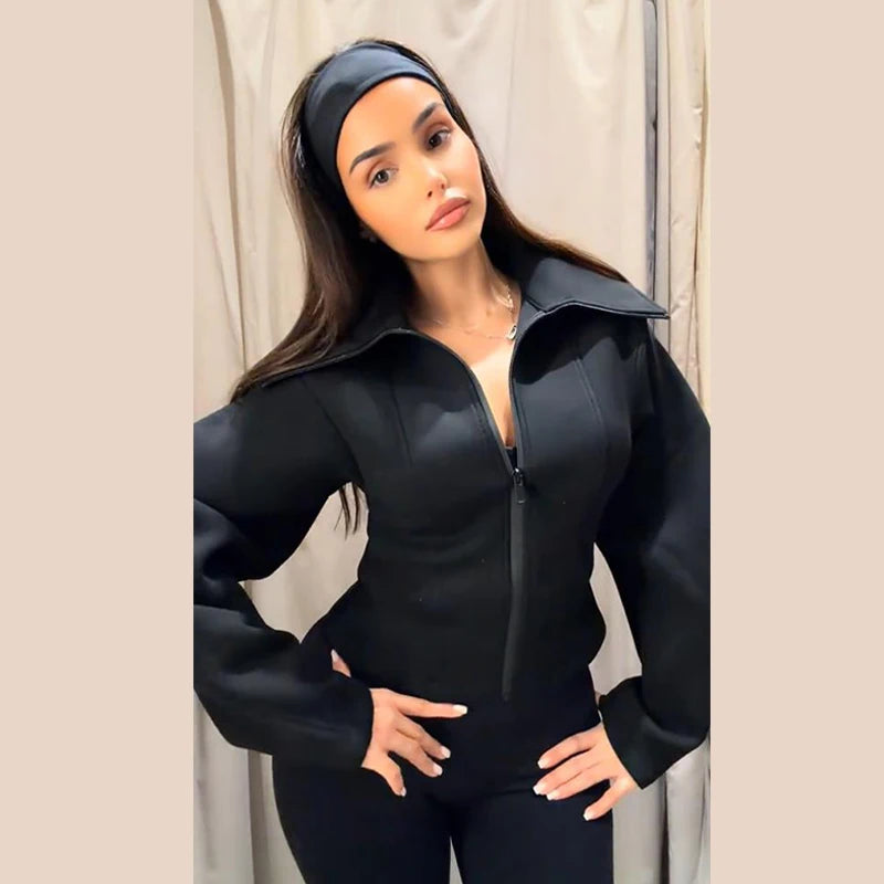 Veste NOÉMIE – Cintrée zippée col rabattu