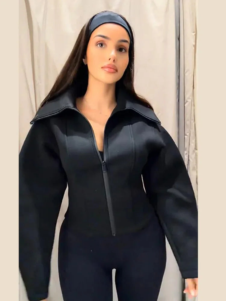 Veste NOÉMIE – Cintrée zippée col rabattu