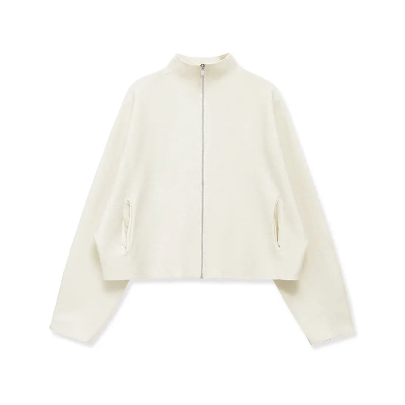 ROMANE Cardigan – Cropped Zip High Neck