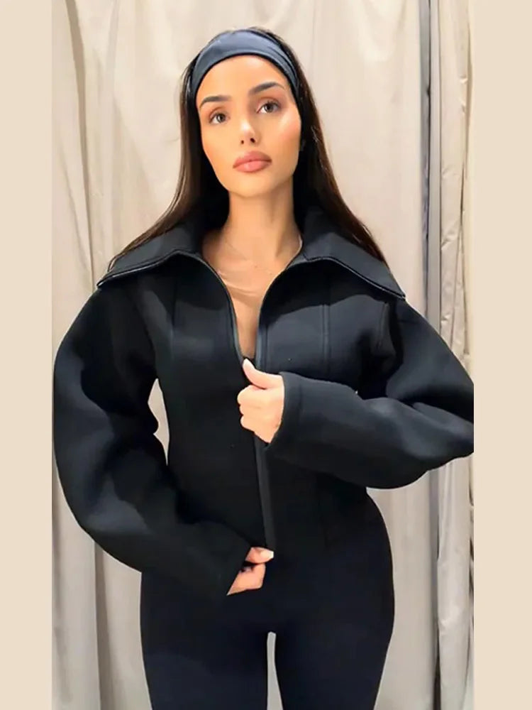 Veste NOÉMIE – Cintrée zippée col rabattu