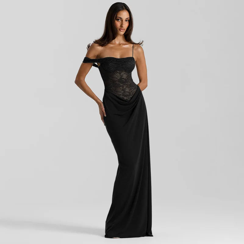 MÉLISANDE Dress – Draped Lace Bustier Maxi