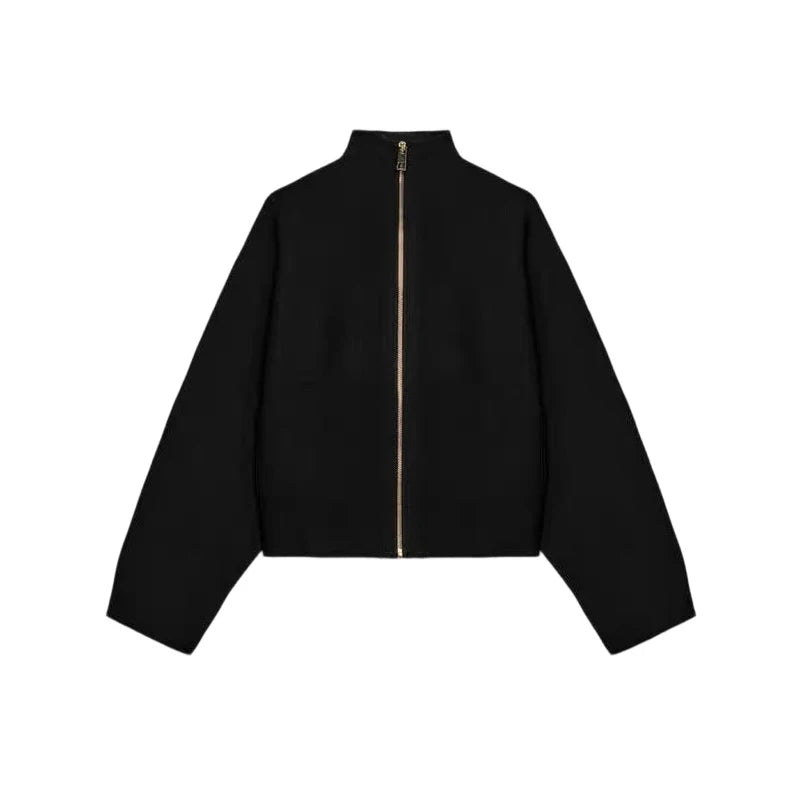 ROMANE Cardigan – Cropped Zip High Neck
