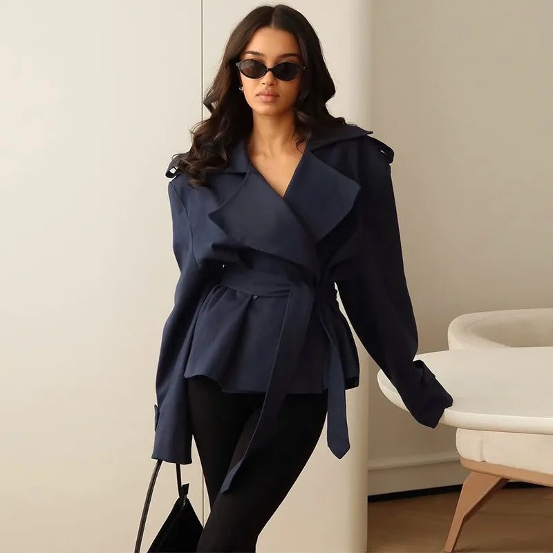ADÈLE Trench Coat – Cropped Lace-Up