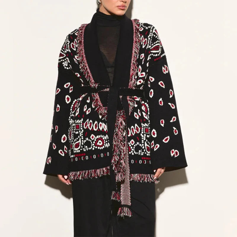 Gilet ESMÉRALDA – Jacquard à franges