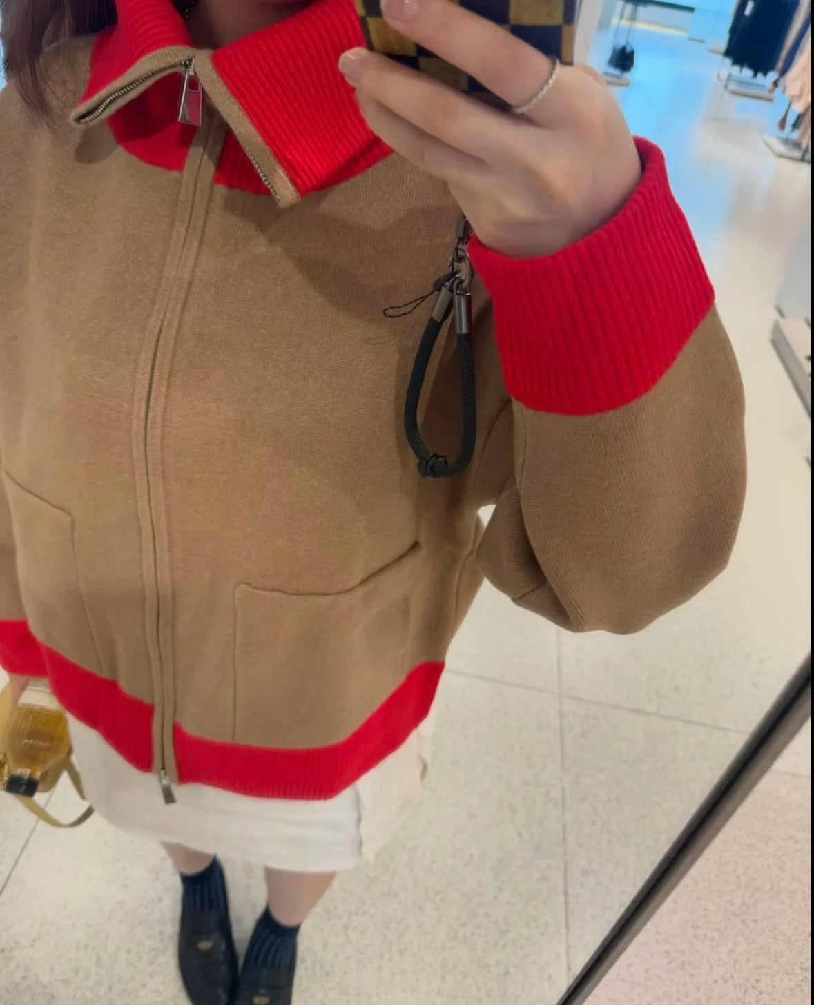 SALOMÉ Stand-Collar Knit Zip Cardigan
