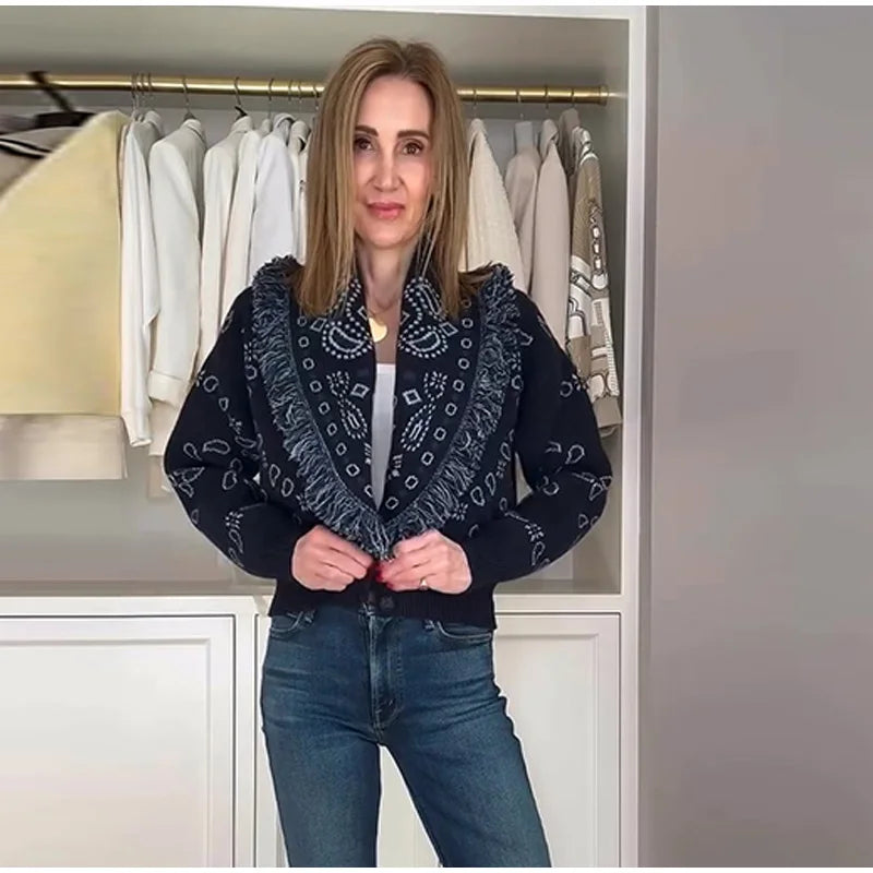 Gilet ESMÉRALDA – Jacquard à franges