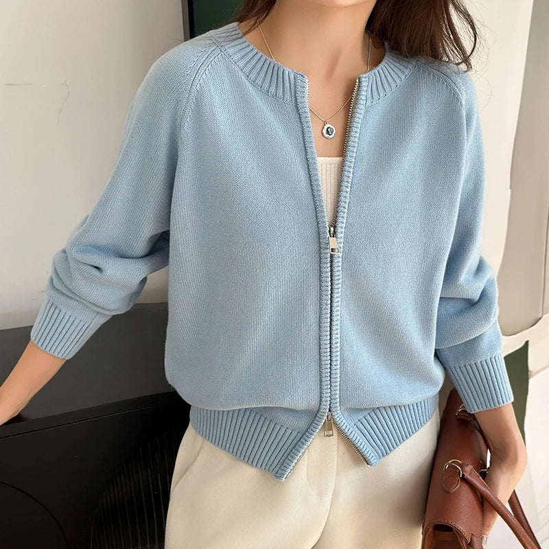 Gilet SOLINE – Zippé col rond en coton
