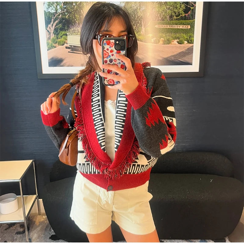 Gilet ESMÉRALDA – Jacquard à franges