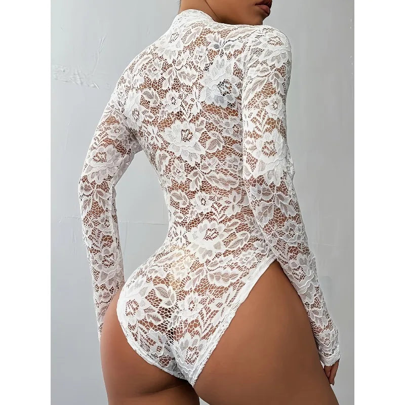 OPHÉLIE Bodysuit – Sheer Floral Lace