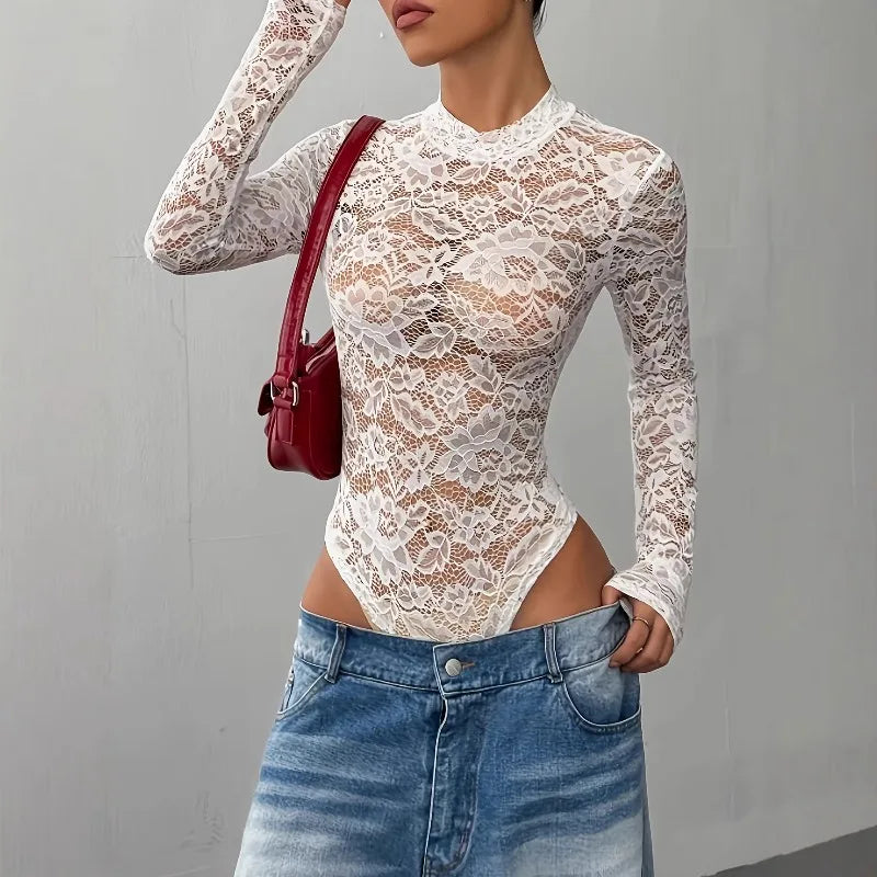 OPHÉLIE Bodysuit – Sheer Floral Lace