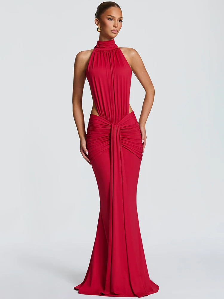 Robe CARMELA – Longue dos nu froncée