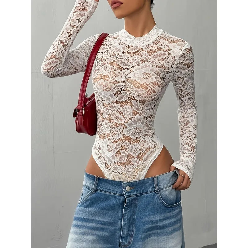 OPHÉLIE Bodysuit – Sheer Floral Lace