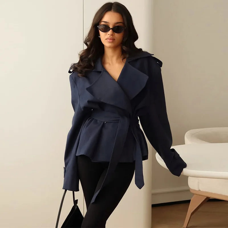 ADÈLE Trench Coat – Cropped Lace-Up