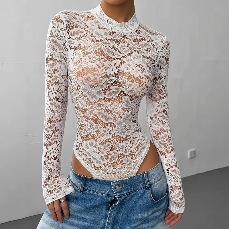 OPHÉLIE Bodysuit – Sheer Floral Lace