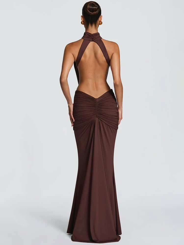 Robe CARMELA – Longue dos nu froncée
