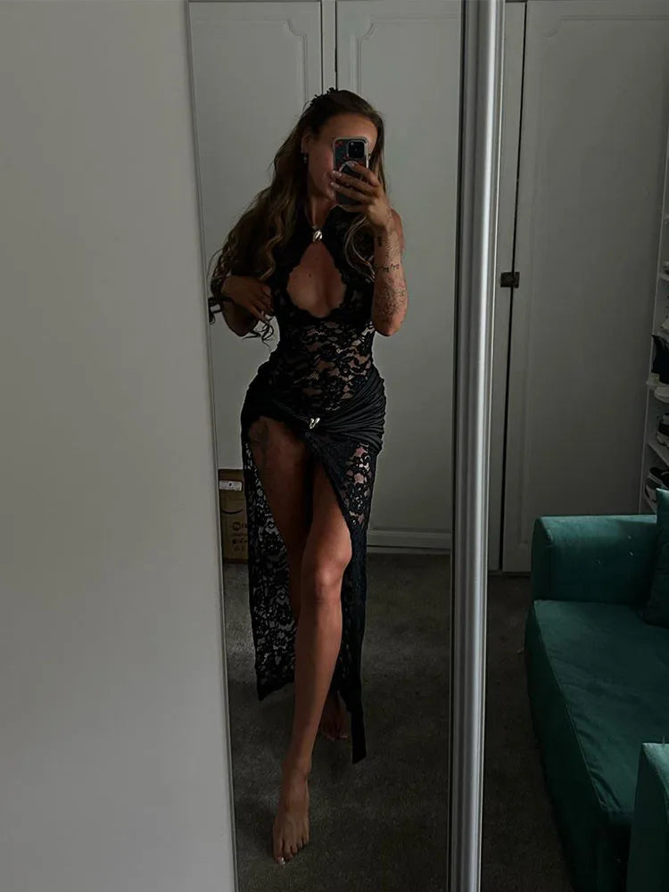 Robe ISADORA – Longue dentelle fendue