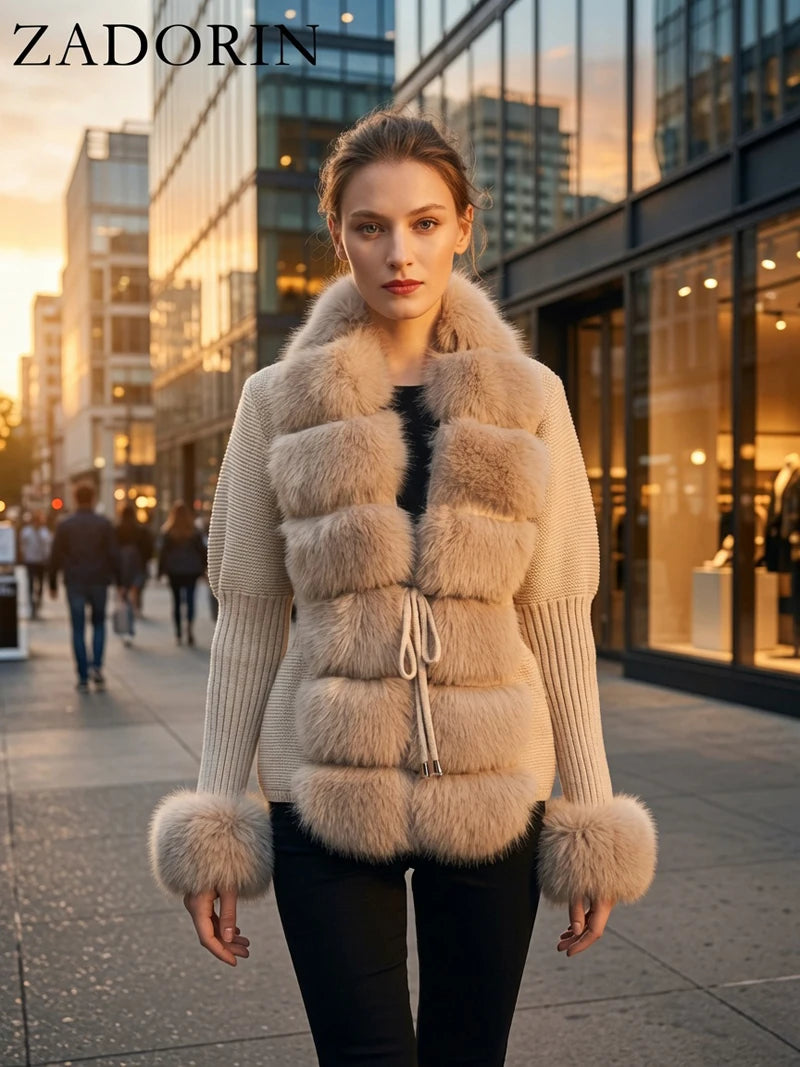 BÉRÉNICE Cardigan – Knit & Faux Fur